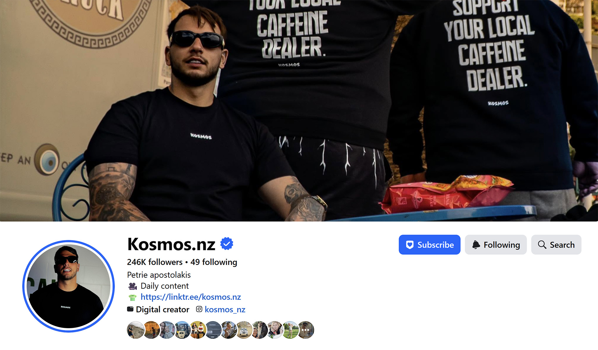 Kosmos and his Facebook page